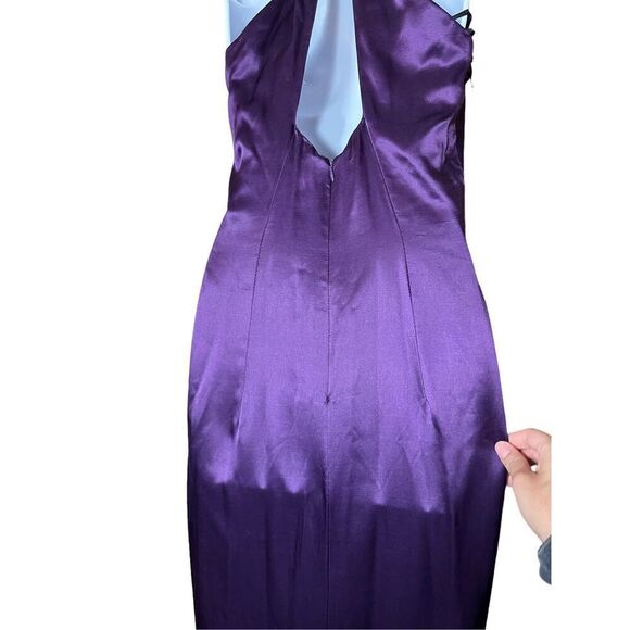 Vintage Jessica‎ McClintock Gunne Sax Purple Satin Beaded Halter Gown Size 7/8 - Picture 10 of 14